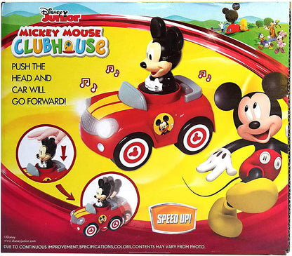 Disney Junior Mickey/Minnie Mouse Clubhouse Push and Go Racer Car with Light and Sound for Toddlers, Boys and Girls (1Pcs)