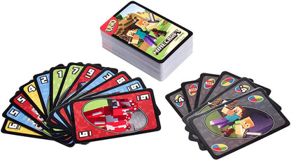 Mattel Games UNO Minecraft Card Game, Now UNO fun includes the world of Minecraft!, Multicolor, Basic Pack