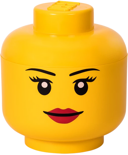 LEGO Storage Head, Large, Boy, Girl  9-1/2 x 9-1/2 x 10-3/4 Inches, Yellow