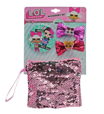 LOL Surprise Accessory Set Shimmering Bows, Round Mirror & Mini Sequin Pouch