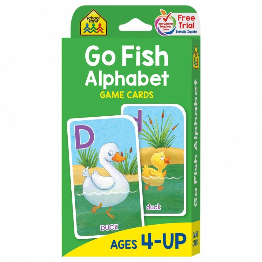 Go Fish Alphabet Game Cards - Ages 4 and Up, Preschool to First Grade, Uppercase and Lowercase Letters, ABCs, Word-Picture Recognition, Animals.