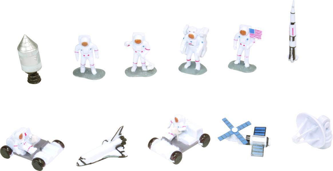 Wild Republic Space Figures Tube, Outer Toys, Shuttle, Astronaut, Space Station, Apollo Spacecraft, Lunar Rover, Saturn Rocket, Satellites