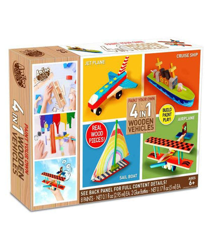 Anker Play Paint Your Own 4 in 1 Wooden Vehicles Kids Play