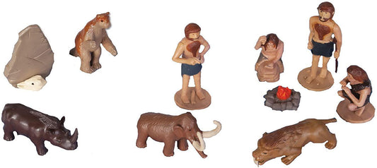 Wild Republic Ice Age Nature Figures Tube: Woolly Mammoth, Sabretooth Tiger, Woolly Rhinoceros, Caveman Figures, Ground Sloth, Kids Gifts, 10-Piece