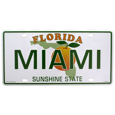 MIAMI FLORIDA Large Font License Car Plate, Travel Souvenir Gift, Multicolor