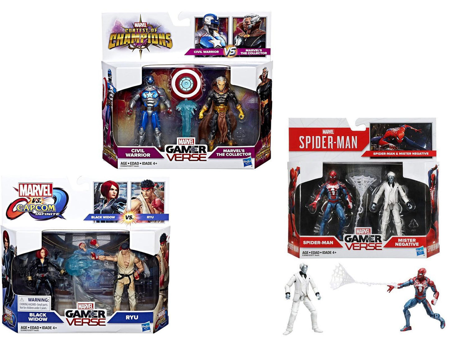 Marvel Gamerverse Exclusive Action Figure 2 Pack: Spider-Man and Mister Negative, Civil warrior Marvel, Black widow Ryu
