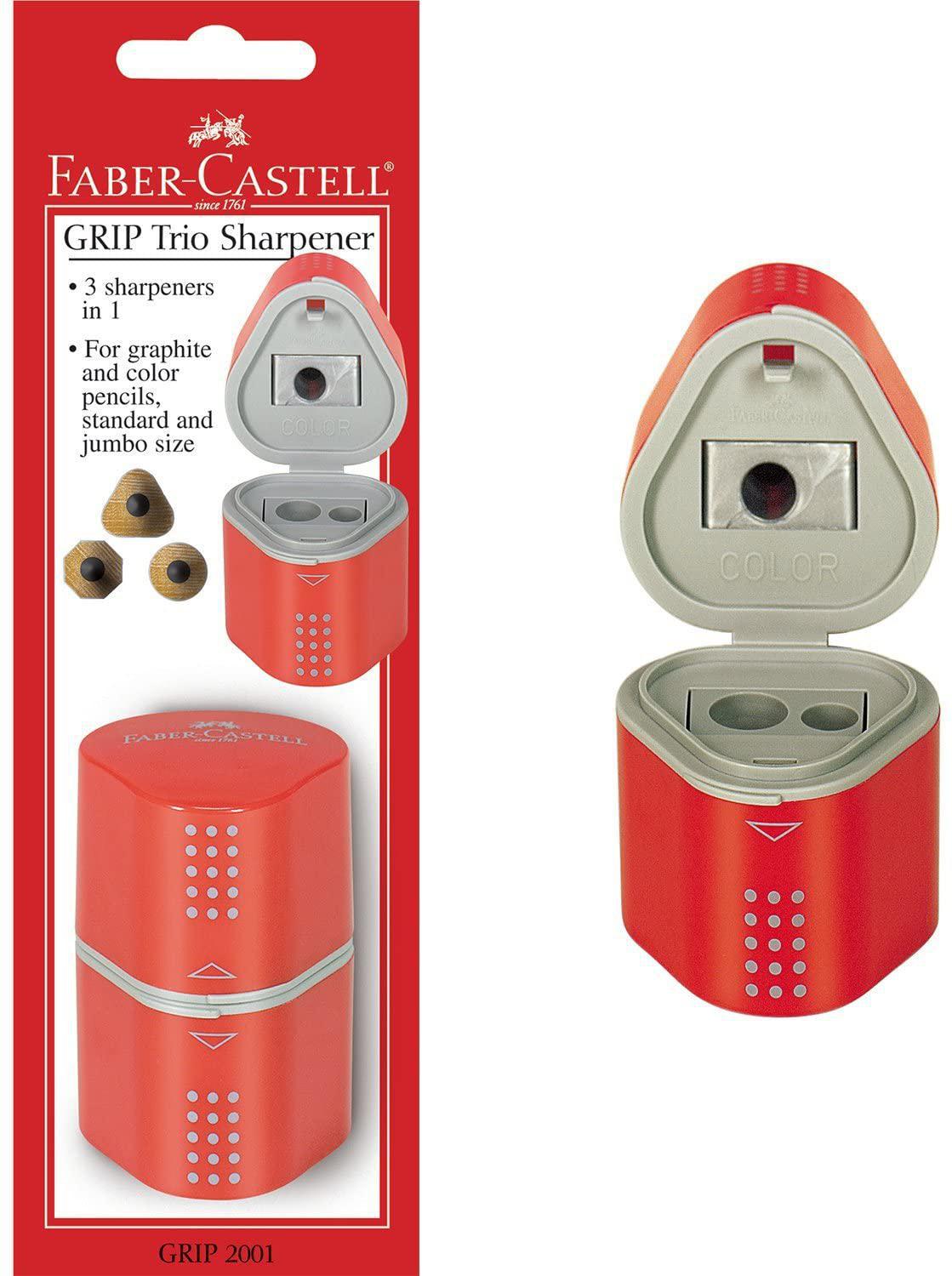 Faber-Castell Grip Trio Sharpener Arts and Crafts - Features a sharpener for all size pencils