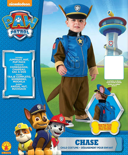 Rubie's Paw Patrol Chase Child Costume, Feature  Jumpsuit, Hat, and Pup Pack