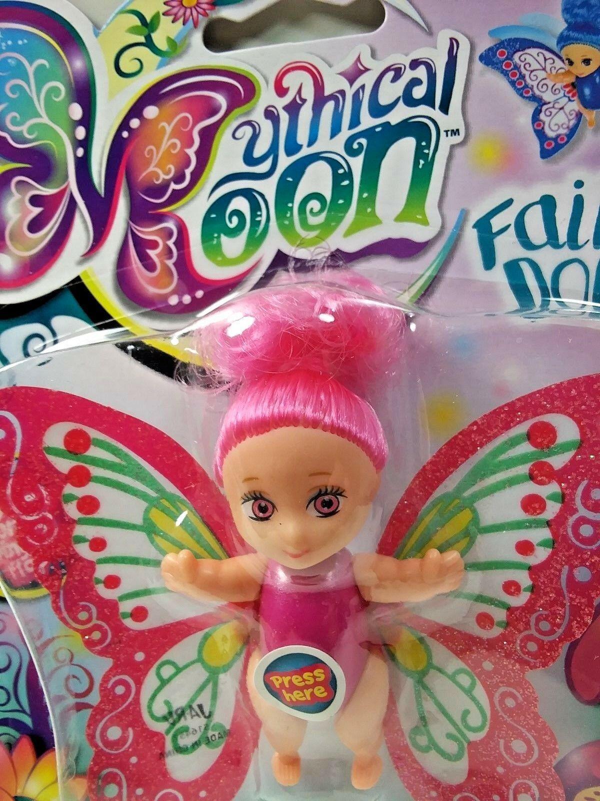 Mythical Moon Fairy Doll Flutter Melon Pink Hair & Wings 3" - Wings Flap Random Color Pick