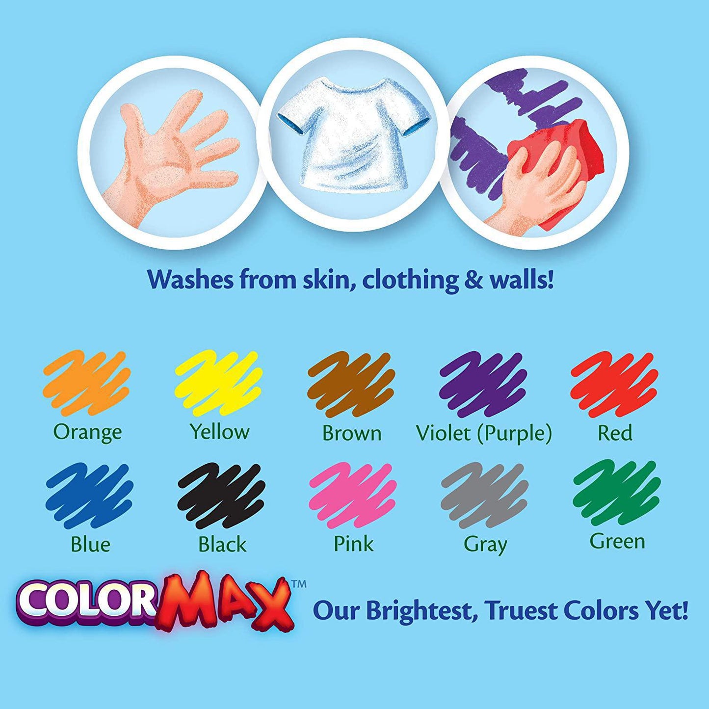 Crayola Ultra Clean Washable Markers, Broad Line, Classic Ultra Clean Markers Colors, 10 Count