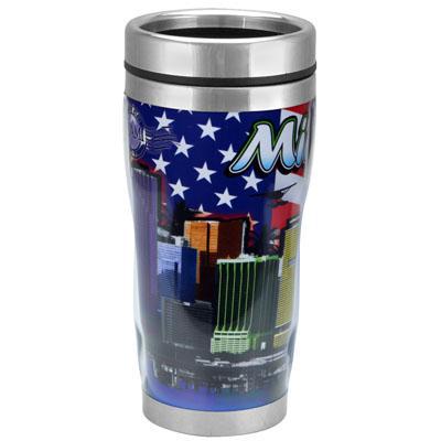 Miami Skyline USA 16oz. Stainless Steel Travel Tumbler/Mug , Great Gift for Miami Fan, 1 Count