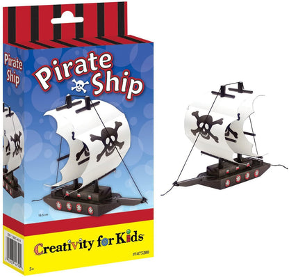 Creativity for Kids Paint Your Own Pirate Ship Paint and Build Mini Kit – Wooden Toy Pirate Ship