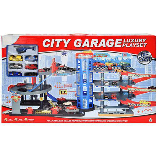 City Garage Luxury Parking Play Set with 7 die cast vehicles