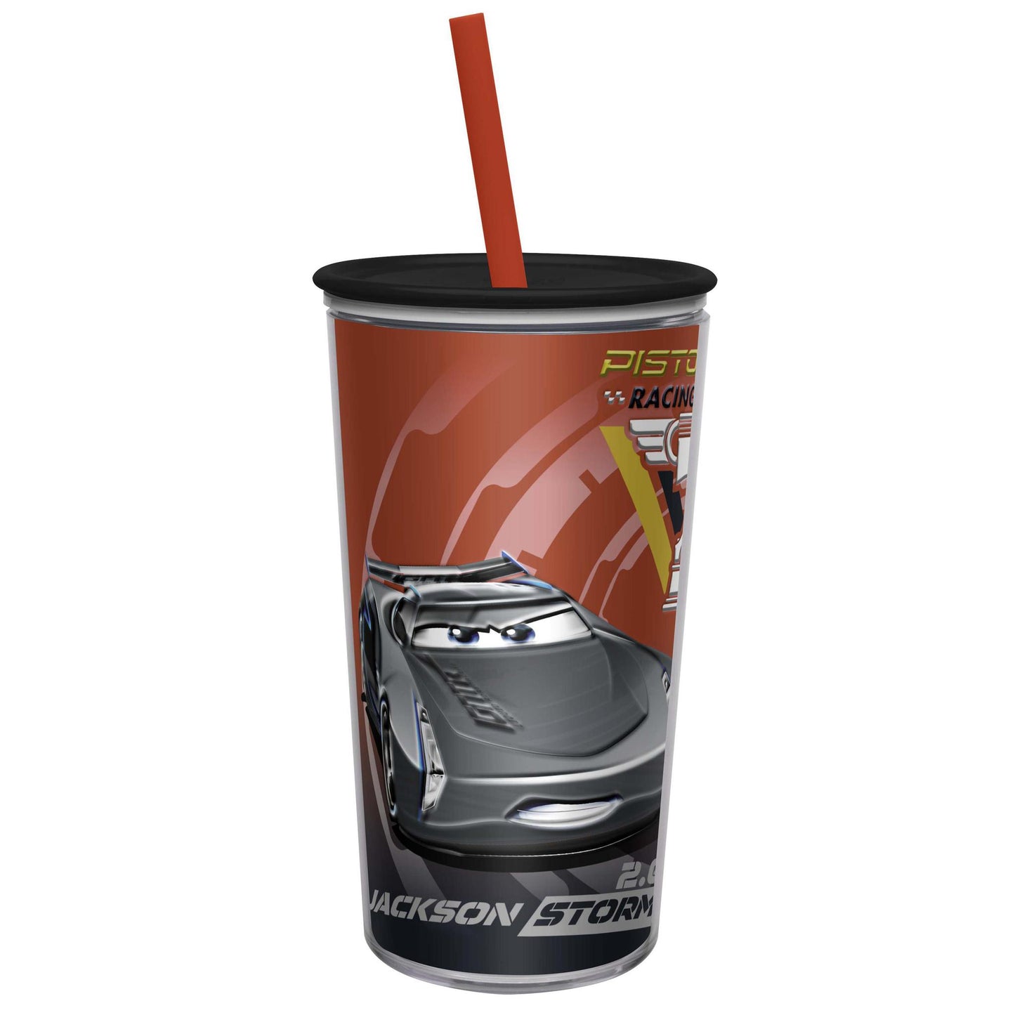 Disney Pixar's Cars 3 Tumbler with Durable Straw - Fully Wrapped Inner Artwork, Press-In Lid Keeps Liquids In (10.5oz, BPA-Free)