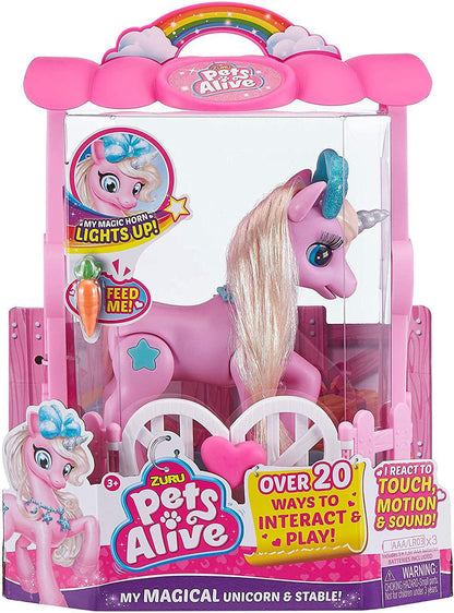 Pets Alive My Magical Unicorn with Magical Horn Lights up - Interactive Robotic Toy Playset Pink Unicorn