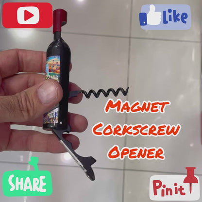 Miami South Beach Magnets Corkscrew Opener, Retro Collage Design, Souvenir Gift - Fridge & Home Magnet 1 Count (Random Style Pick)