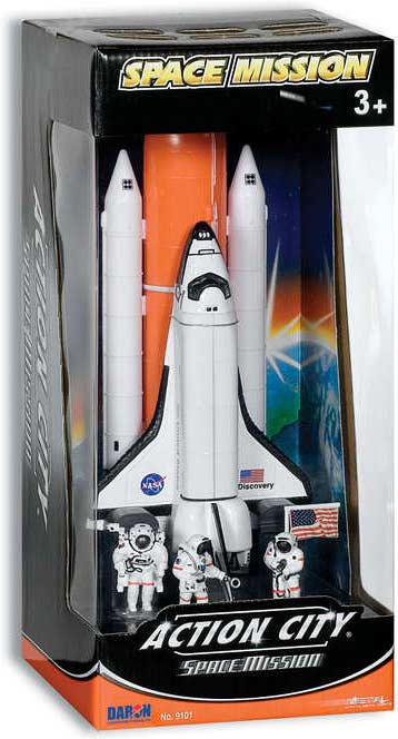 Space Shuttle Full Stack Playset Feature: 3 Astronaut, American flag and launch pad with boosters - 12 inches Tall