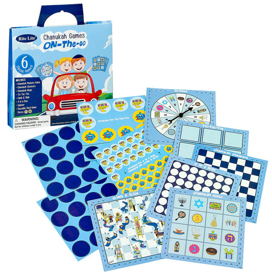 6 Chanukah Games on the Go Educational Board Game for Ages 4+