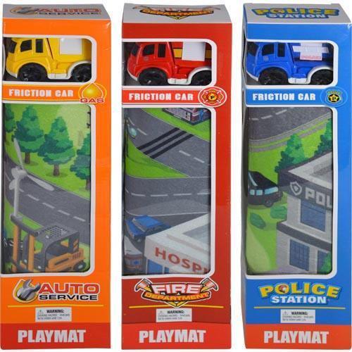 Sport Tech Car Playset with Friction Car and map in window box Yellow, Blue, Red vehicle set Asstd.