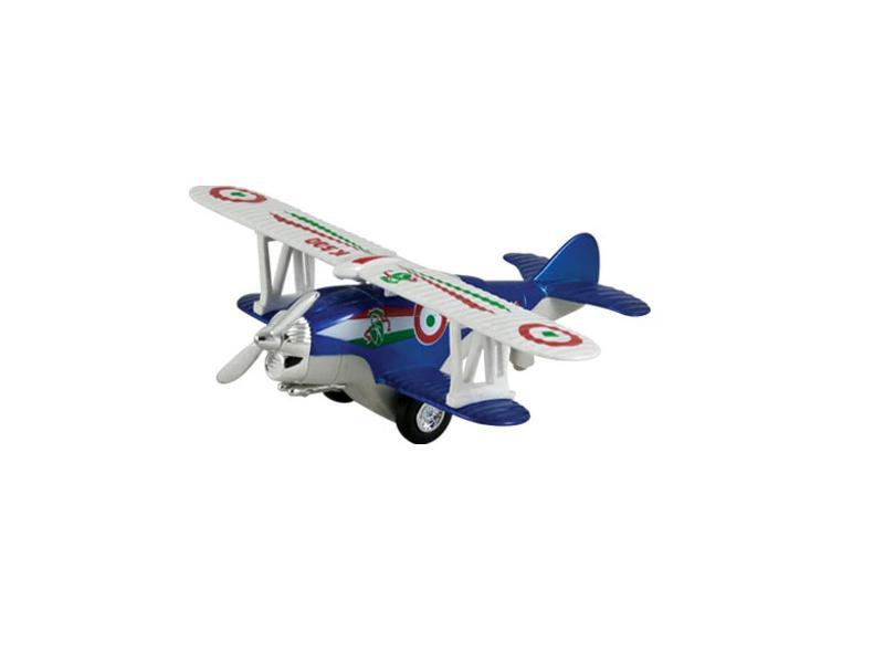 Biplane Die-cast Pull Back Engine Airplane WWI Toy Vehicle Feature Propeller spin Assortment Color 1Pcs