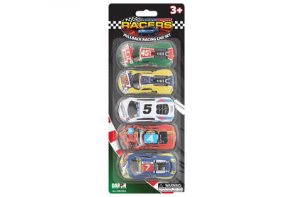Die-cast Metal Pullback Racers Toy Cars, Openable Doors, Road Marks Car, Gift Pack for Kids, Set of 5