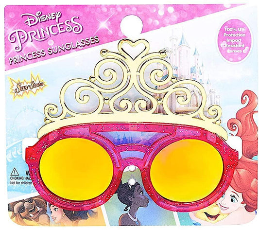 Sun-Staches Officially Licensed Disney Princess Pink Crown Sunglasses, Instant Costume Character Party Favor Shades UV, Pink, Gold, One Size
