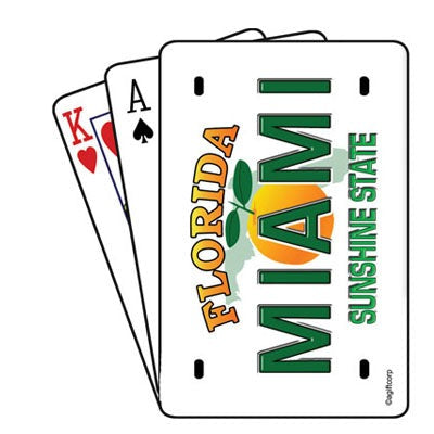Miami Florida "Sunshine State" License Plate Playing Cards Collectible Souvenir - Great Gift For Florida Fans