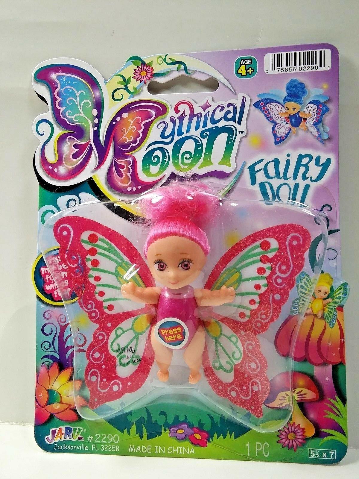 Mythical Moon Fairy Doll Flutter Melon Pink Hair & Wings 3" - Wings Flap Random Color Pick