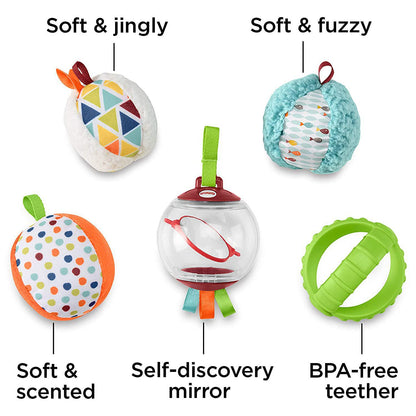 Fisher-Price Set of 5 senses activity balls,11 Sensory Discoveries engage all of your baby's senses