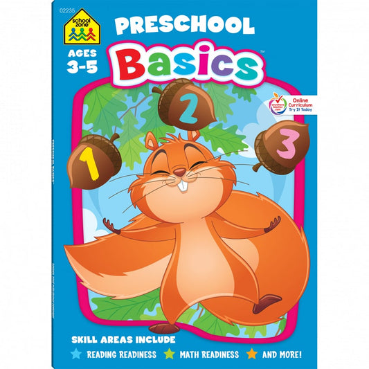 Preschool Basics Workbook - 64 Pages, Ages 3 to 5, Colors, Numbers, Counting, Matching, Classifying, Beginning Sounds, and More
