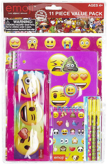 11 Piece stationery School Supplies Set Folders Pens Notebook Pencil Case, Assortment: My Little Pony & Emoji