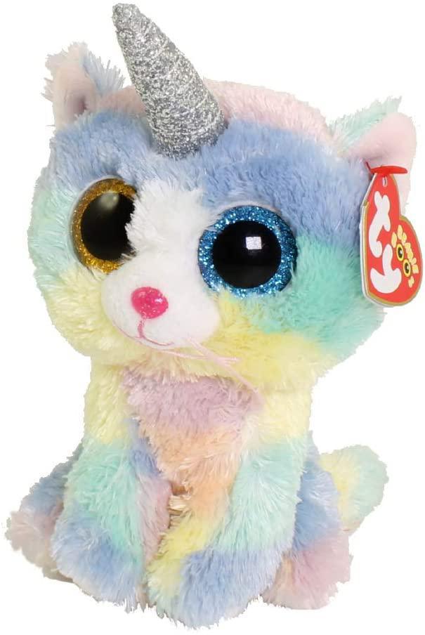 TY Beanie Baby Soft Toy Multicoloured, Heather The Unicorn Cat Stuffed Animal With Horn 6 inches