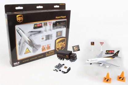 UPS Airport Die Cast Metal and Plastic Playset, Includes Thirteen Airport Essentials