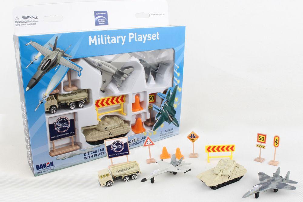 Boeing Military Kids Toy Playset Feature 2 Aircraft, Tank, Vehicle and Signs Accessories