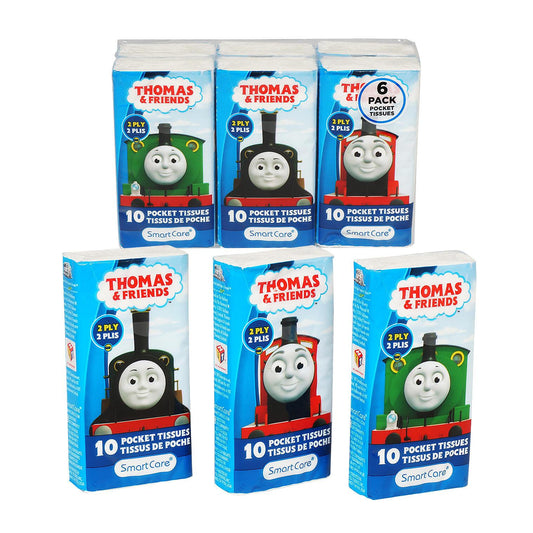 Thomas & Friends 2 Ply Pocket Tissues 6 Pack for Kids - Toddlers Tissue Paper