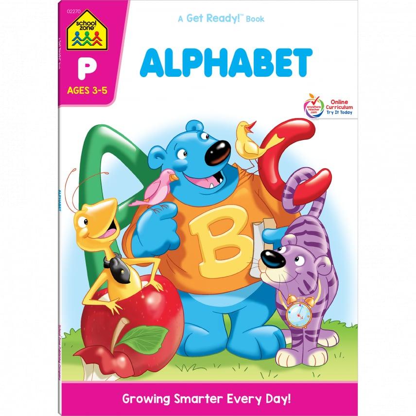 School Zone - Alphabet Workbook - 64 Pages, Ages 3 to 5, Preschool, ABC's, Letters, Tracing, Alphabetical Order