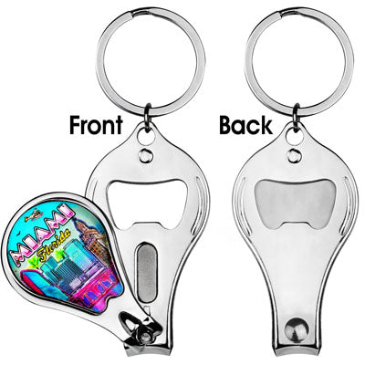 Miami Florida Nail Clipper Metal Keychain - Travel Souvenir Gift, Multicolor (1 Count)