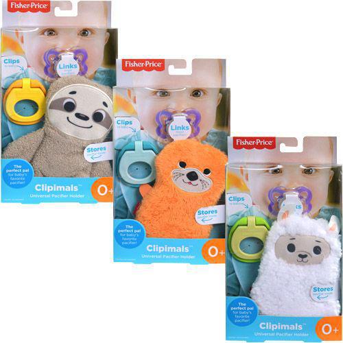 Fisher Price Clipimals Universal Pacifier Holders Assorted: Sloth, Llama, Otter
