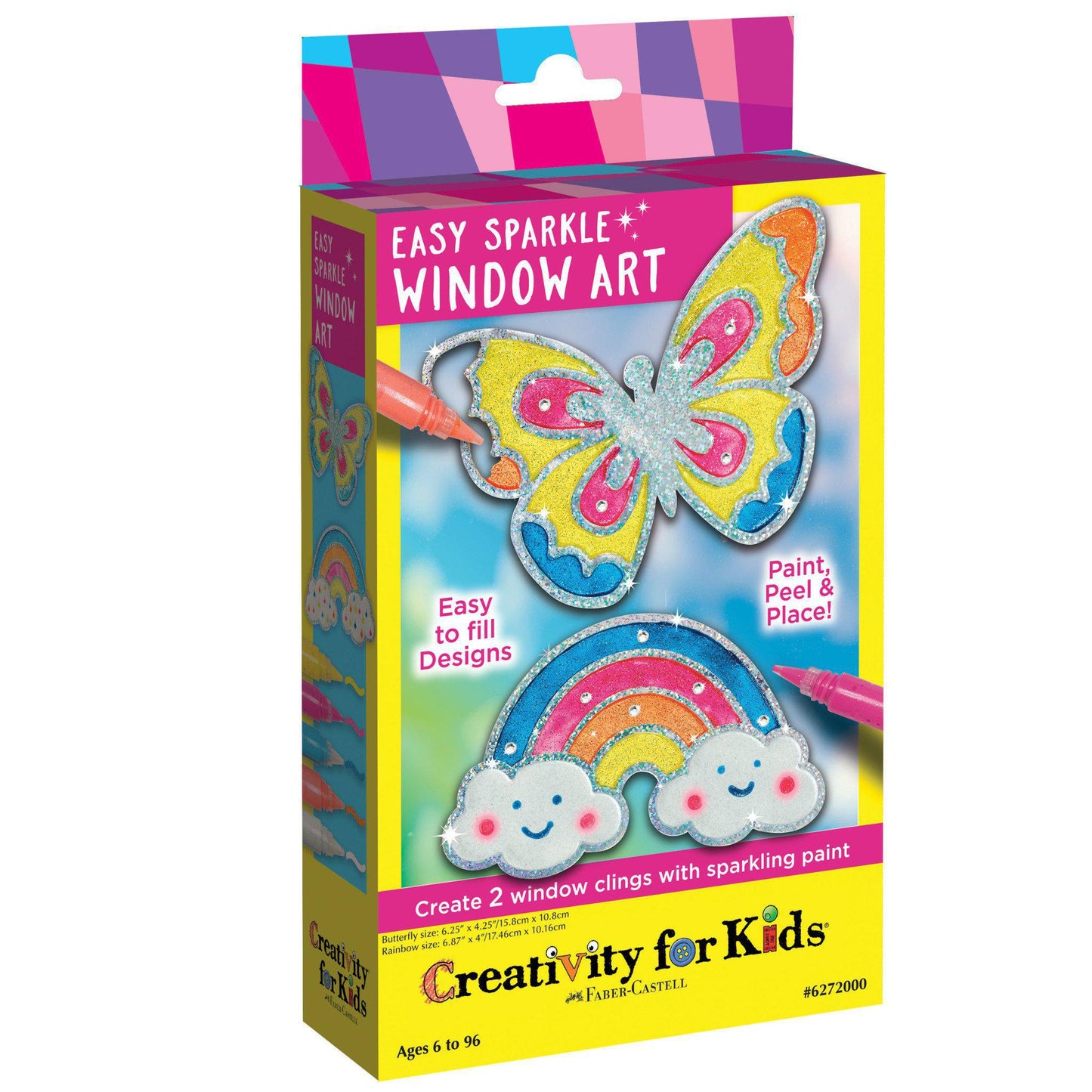 Butterfly and Rainbow Easy Sparkle Rhinestones Window paint Art Activity Kit For Kids 6272000