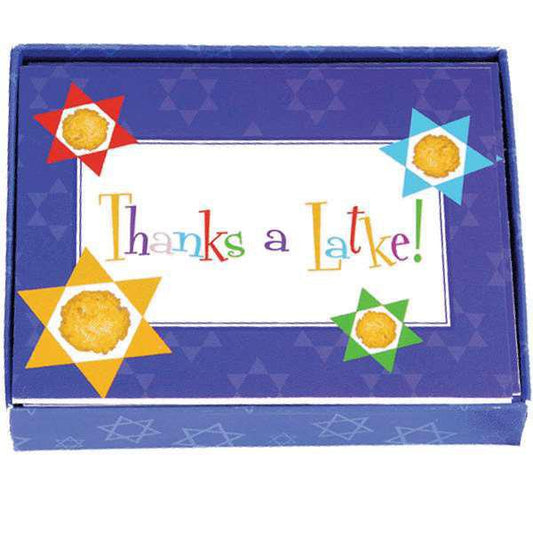 Hanukkah Latke Card "Thank Latke!"  - Chanukah Greeting Card, Potato Pancakes, Food Puns, Foodie Gifts, Jewish Holiday Card, Blue (1 Pcs)