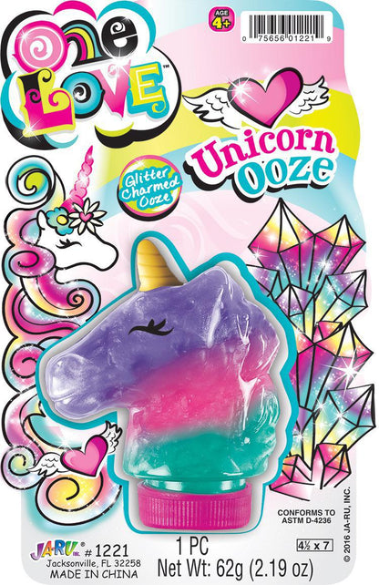 One Love Unicorn Ooze Glittery Gel Head Container, Feature Sparkly Colors and Playful Delight!
