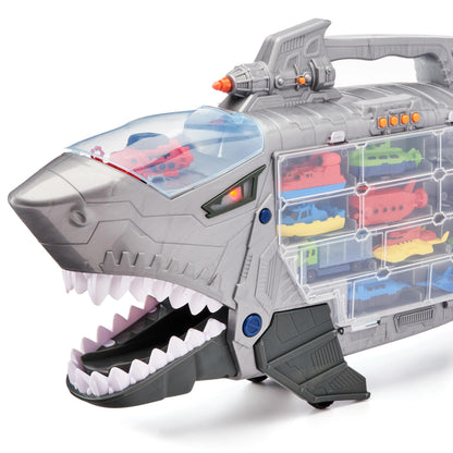 Kid Connection Shark Transporter Vehicles Play Set,  Car Carrier Gift 18 Pieces Truck Toy