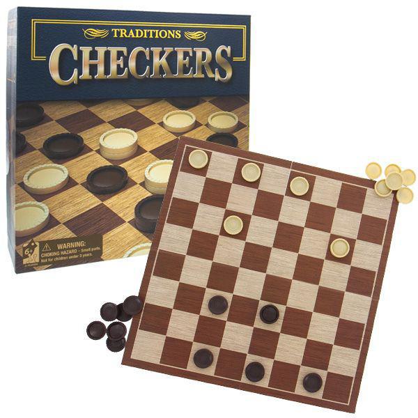 Traditions Family Checkers Board Game - For 2 or more players, Ages 6 and up