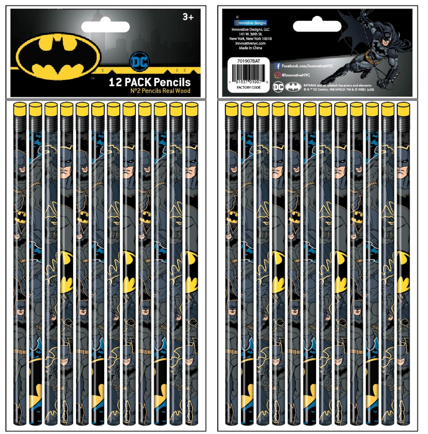 Innovative Designs Batman 12 Pack Pencils - No. 2 Lead, Real Wood Pencils