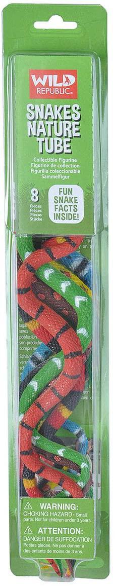 Wild Republic Snakes Nature Figurines Tube, Fake Snake, Kid Gifts, Reptile Party Supplies, 8-Piece