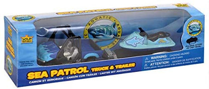 Wild Republic Sea Patrol Playset Feature Truck, Trailer and Jet ski with Pullback Action - 2 Piece Set Diecast and plastic