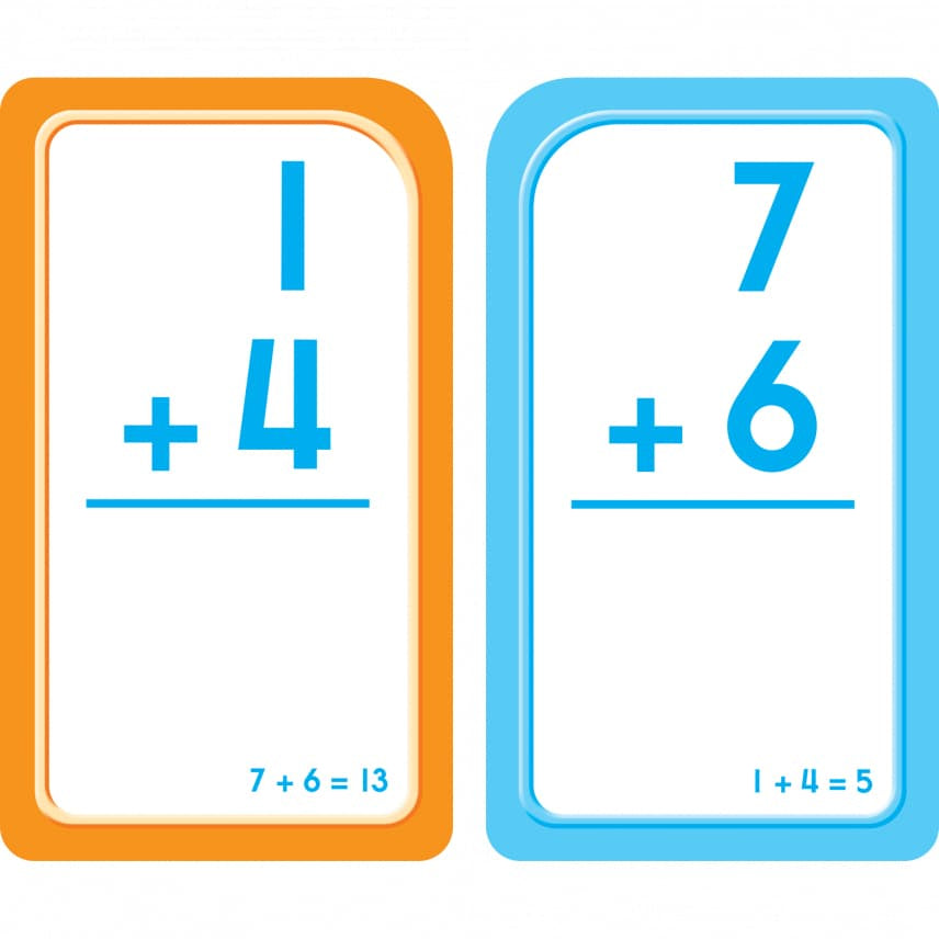 Addition 0-12 kids Education Flashcards - big, bold numbers on the flash cards
