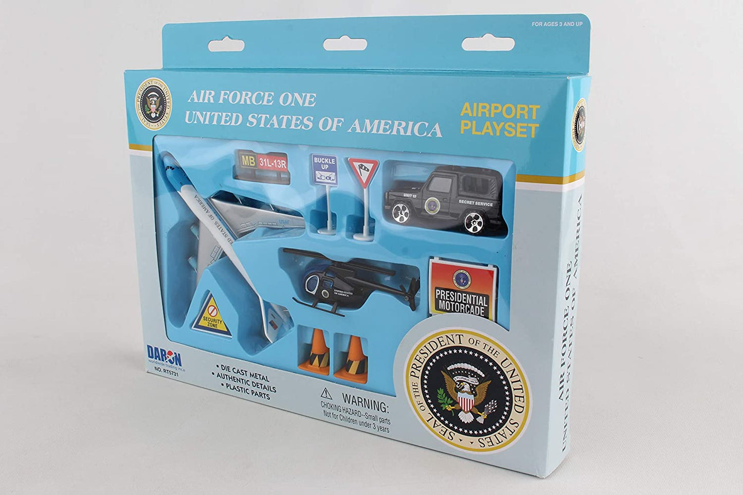 Air Force One United States of America Medium Vehicle & Airplane Playset Toy, 9 Pcs
