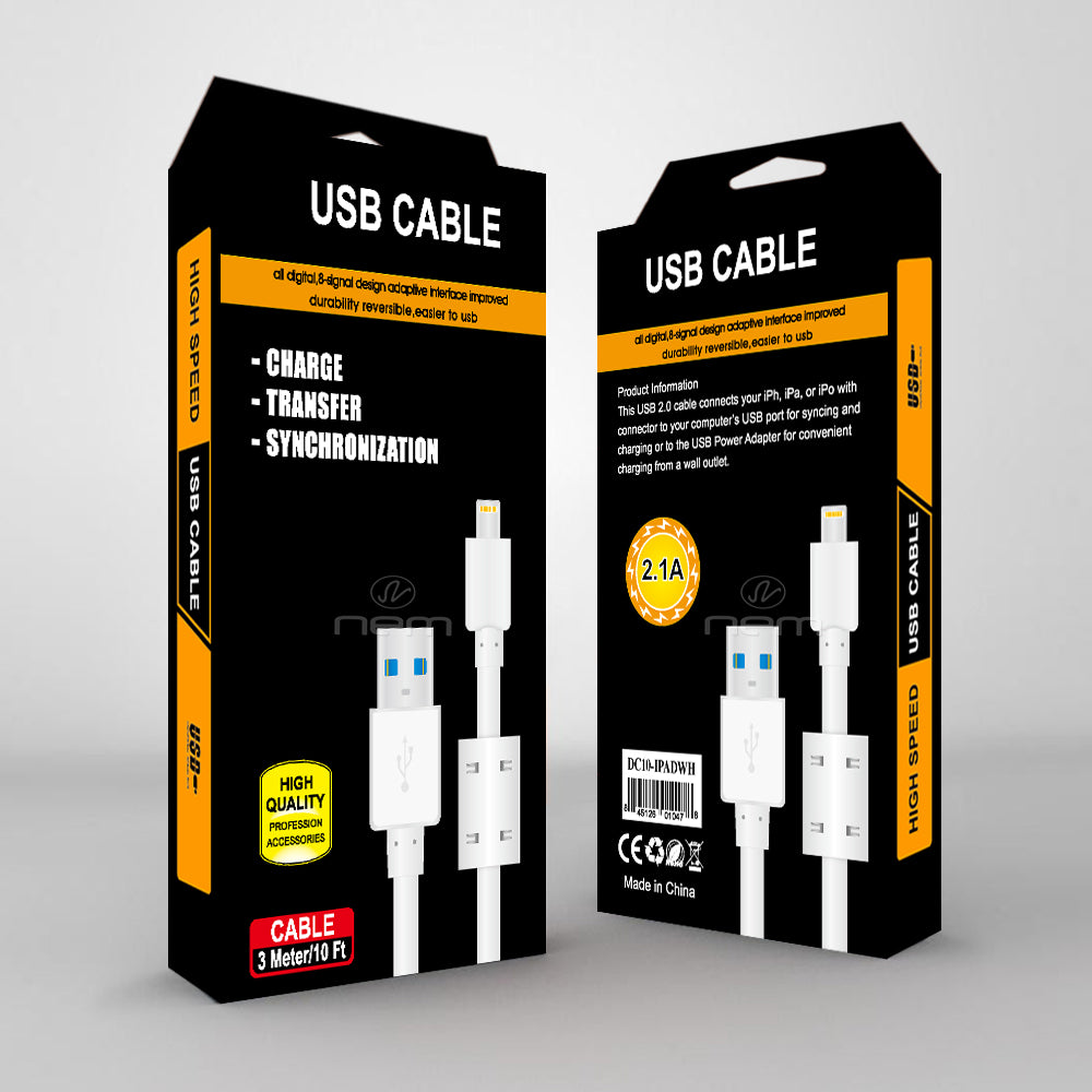 Apple iPhone iPad Lightning USB Cable 10FT/3M (White or Black)
