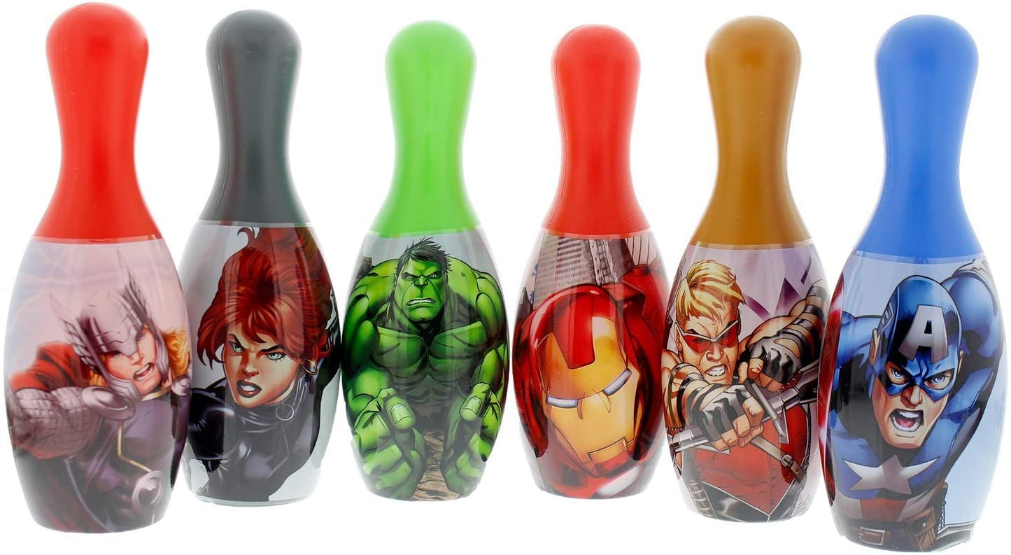 Avengers Bowling Set - Includes 6 Pins & Bowling Ball, Feature: Captain America, Hulk, Thor, Iron Man, Hawkeye and Black Widow